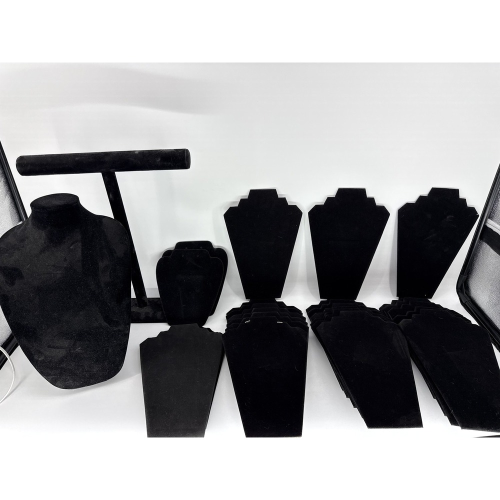 Lot of 15 Jewelry Display Stand Black Velvet Necklace Earring Bracelet Bar
